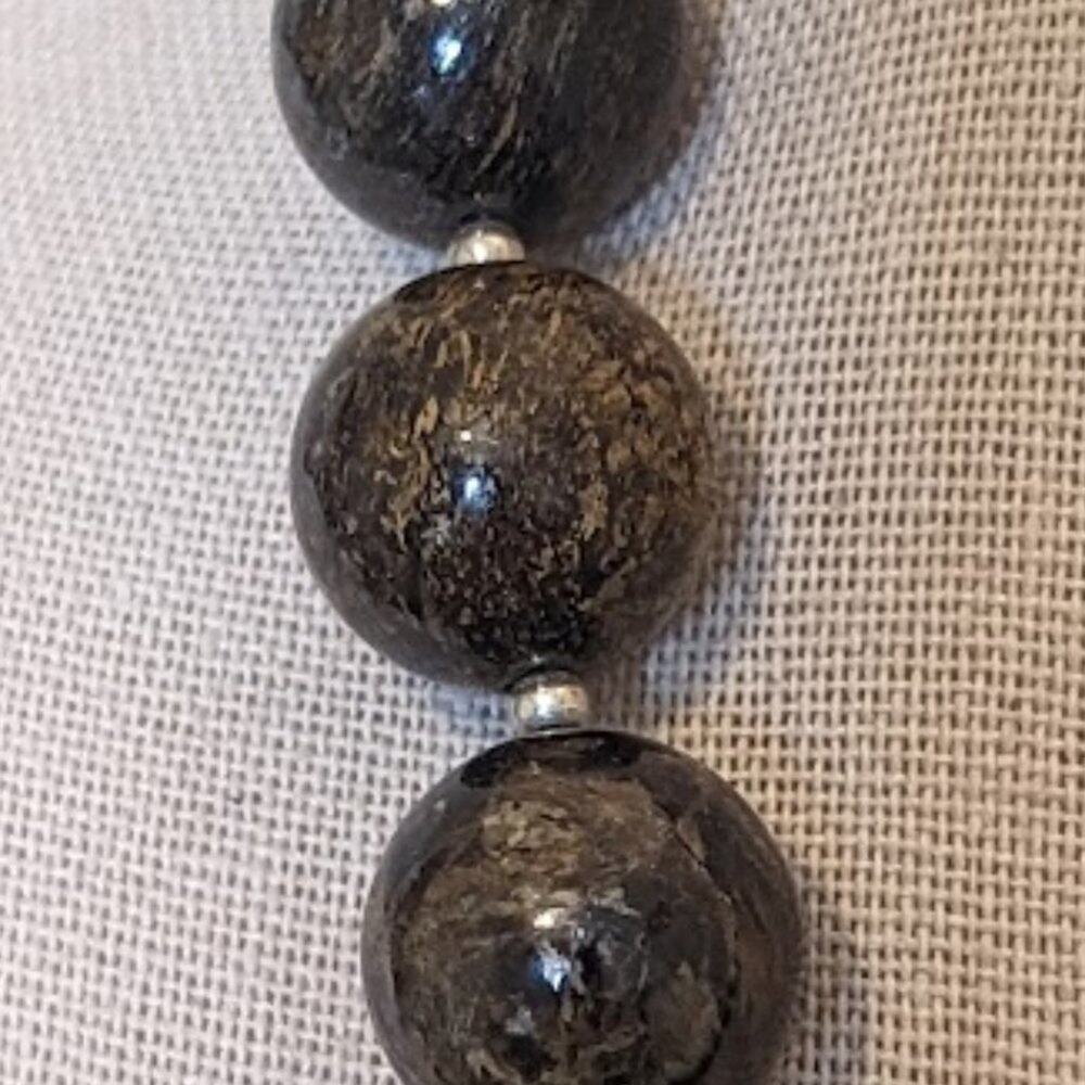 SILPADA Retired Bronzite and Sterling Silver Bead Necklace - Picture 2 of 12